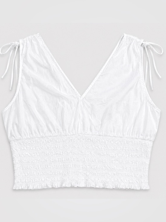 Old Navy Tops - Old Navy • 100% Cotton • White • Smocked • V-Neck • Top • XL